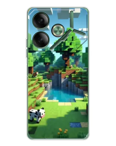 Чехол для TECNO Pova 7 с картинкой «Minecraft летний день»