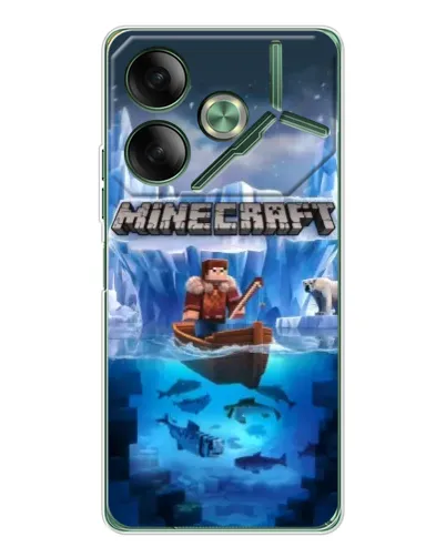 Чехол для TECNO Pova 7 с картинкой «Minecraft ледяной мир»