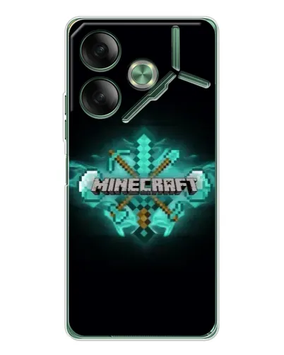 Чехол для TECNO Pova 7 с картинкой «Minecraft Diamond лого»