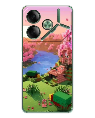 Чехол для TECNO Pova 7 с картинкой «Розовое дерево Minecraft»