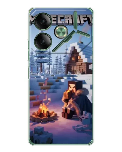 Чехол для TECNO Pova 7 с картинкой «Зимний Minecraft»