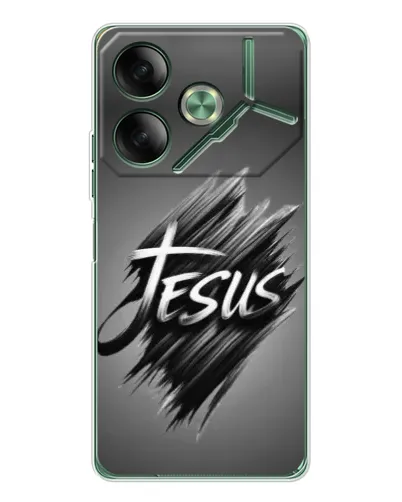 Чехол для TECNO Pova 7 с картинкой «Надпись Jesus Graffiti»