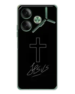 Чехол для TECNO Pova 7 с картинкой «Графический крест Jesus»