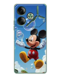 Чехол для TECNO Pova 7 с картинкой «Mickey и мыльные пузыри»