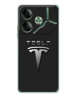 Чохол для TECNO Pova 7 з картинкою «Сталевий логотип Tesla»