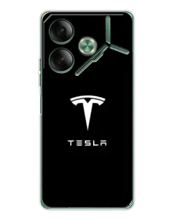 Чохол для TECNO Pova 7 з картинкою «Tesla White Logo»