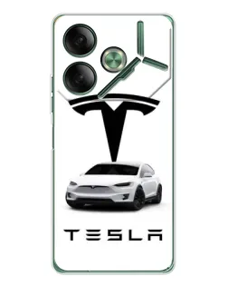 Чохол для TECNO Pova 7 з картинкою «Tesla White Style»