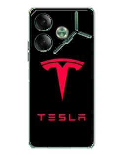 Чохол для TECNO Pova 7 з картинкою «Tesla Red Logo»