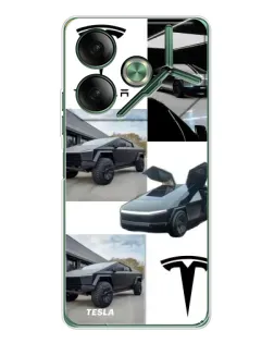 Чохол для TECNO Pova 7 з картинкою «Колаж Cybertruck Tesla»