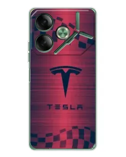 Чохол для TECNO Pova 7 з картинкою «Тесла червоний карбон»
