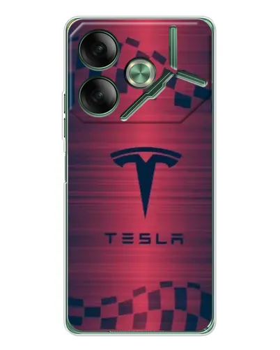Чохол для TECNO Pova 7 з картинкою «Тесла червоний карбон» Чохол для TECNO Pova 7 з картинкою «Тесла червоний карбон»