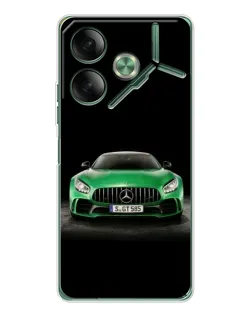 Чехол для TECNO Pova 7 с картинкой «Mercedes — неоновый лого»