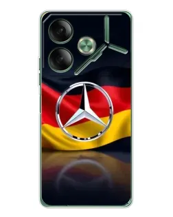 Чехол для TECNO Pova 7 с картинкой «Mercedes — флаг Германии»