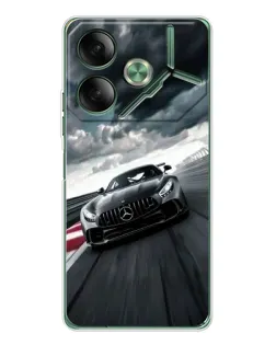 Чехол для TECNO Pova 7 с картинкой «Гоночный Mercedes AMG»
