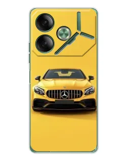 Чехол для TECNO Pova 7 с картинкой «Желтый Mercedes GT»