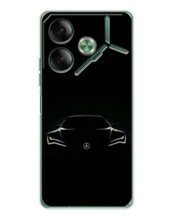 Чехол для TECNO Pova 7 с картинкой «Mercedes — силуэт авто» Чехол для TECNO Pova 7 с картинкой «Mercedes — силуэт авто»