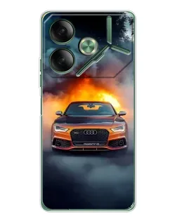 Чохол для TECNO Pova 7 з картинкою «Audi у вогняному диму»