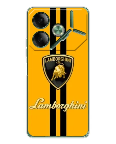 Чехол для TECNO Pova 7 с картинкой «Lamborghini Stripe желтый»