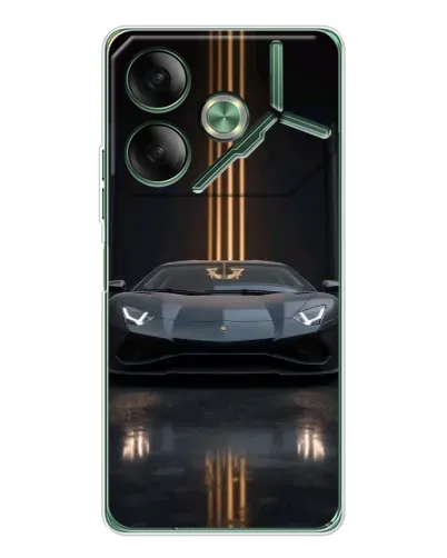 Чехол для TECNO Pova 7 с картинкой «Lamborghini золотые линии»