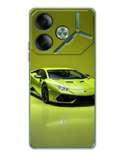 Чехол для TECNO Pova 7 с картинкой «Салатовый Lamborghini Huracan»