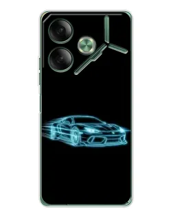 Чохол для TECNO Pova 7 з картинкою «Неоновий контур Lamborghini»