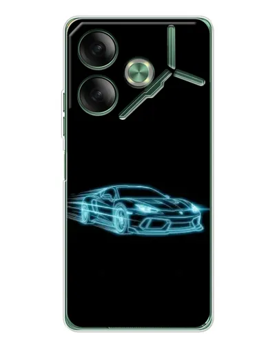 Чехол для TECNO Pova 7 с картинкой «Неоновый контур Lamborghini»