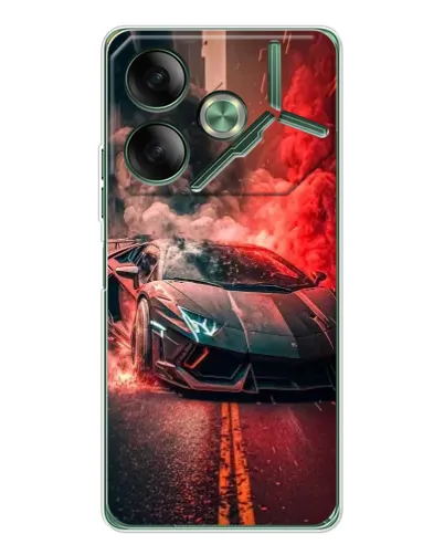 Чехол для TECNO Pova 7 с картинкой «Lamborghini красный дым»