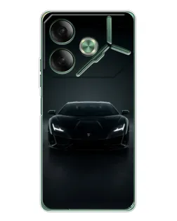 Чохол для TECNO Pova 7 з картинкою «Чорний Lamborghini Aventador»