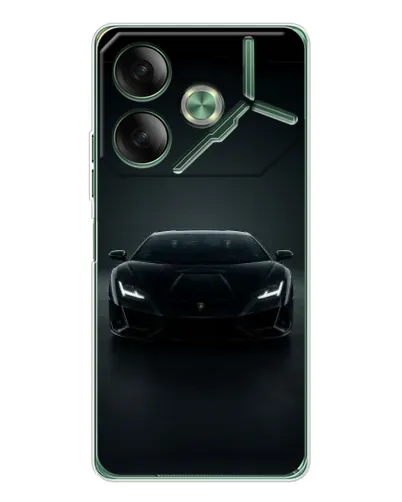 Чехол для TECNO Pova 7 с картинкой «Черный Lamborghini Aventador»