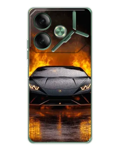 Чехол для TECNO Pova 7 с картинкой «Lamborghini в огне»
