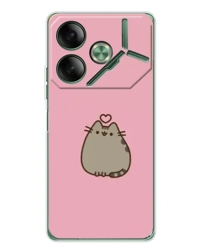 Чехол для TECNO Pova 7 с картинкой «Pusheen сердце»