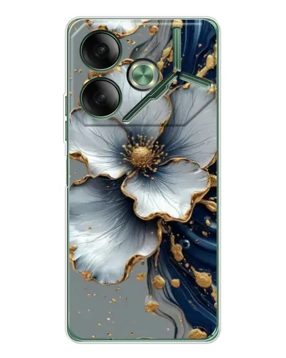 Чехол для TECNO Pova 7 с картинкой «Белый цветок и золотой флюид» Чехол для TECNO Pova 7 с картинкой «Белый цветок и золотой флюид»