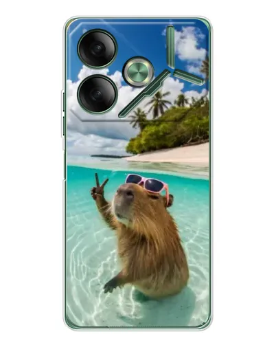 Чехол для TECNO Pova 7 с картинкой «Капибара на море» Чехол для TECNO Pova 7 с картинкой «Капибара на море»