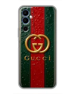 Чехол для TECNO POVA Neo 2 с картинкой «Gucci — фирменная полоса и золото»