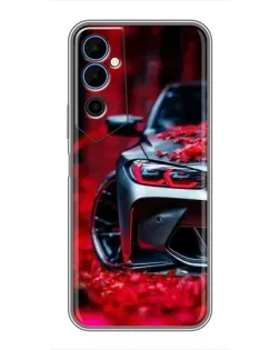 Чехол для TECNO POVA Neo 2 с картинкой «Спортивная BMW и цветы»
