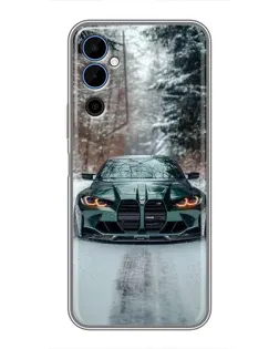 Чехол для TECNO POVA Neo 2 с картинкой «BMW в зимнем лесу»
