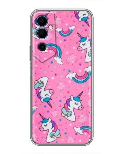 Чехол для TECNO POVA Neo 2 с картинкой «Unicorn паттерн розовый»