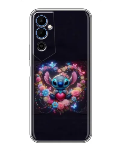 Чехол для TECNO POVA Neo 2 с картинкой «Stitch в цветах»