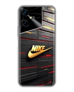 Чехол для TECNO POVA Neo 3 с картинкой «Золотой Nike на металле»