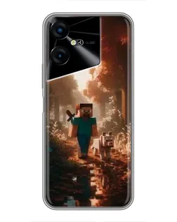 Чехол для TECNO POVA Neo 3 с картинкой «Стив в лесу»