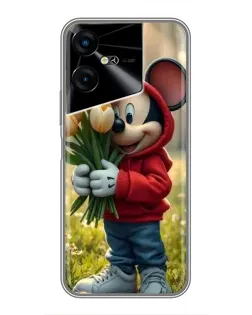 Чехол для TECNO POVA Neo 3 с картинкой «Микки с тюльпанами»