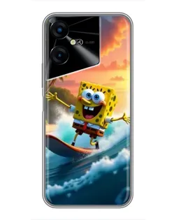 Чехол для TECNO POVA Neo 3 с картинкой «Губка Боб серфингист»