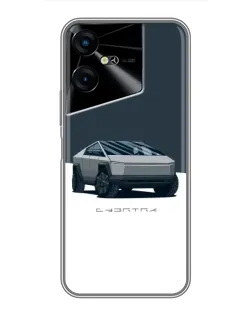 Чехол для TECNO POVA Neo 3 с картинкой «Серебристый Cybertruck Tesla»