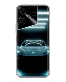 Чехол для TECNO POVA Neo 3 с картинкой «Tesla в неоне»