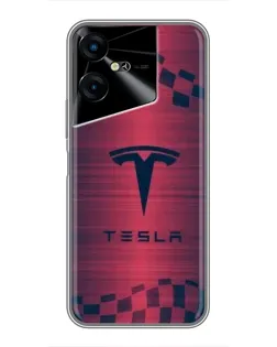 Чехол для TECNO POVA Neo 3 с картинкой «Тесла красный карбон»