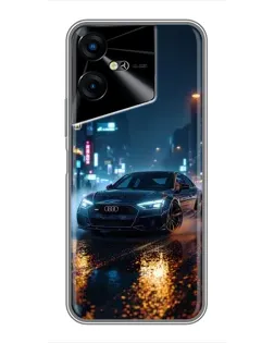 Чехол для TECNO POVA Neo 3 с картинкой «Ночной город и Audi»