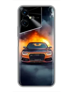 Чехол для TECNO POVA Neo 3 с картинкой «Audi в огненном дыму»