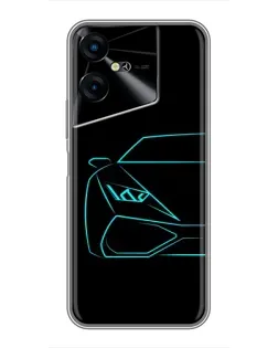 Чехол для TECNO POVA Neo 3 с картинкой «Голубой силуэт Lamborghini»