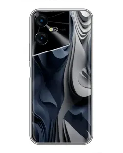 Чехол для TECNO POVA Neo 3 с картинкой «Объемные синие складки»