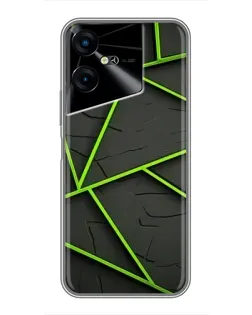 Чехол для TECNO POVA Neo 3 с картинкой «Зеленые геометрические линии»